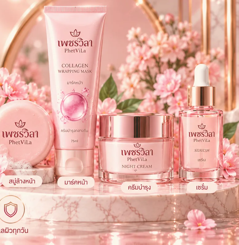 PhatViLa rose gold and peach skincare